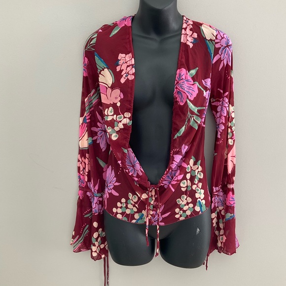 Free People, sheer floral “cocoa combo” top - Picture 2 of 13